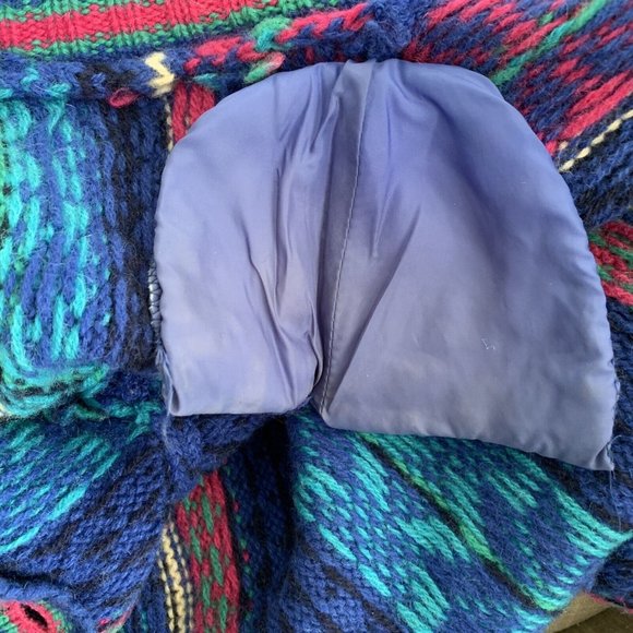 Vintage 80s Brass Plum Fair Isle Geometric New Wave Wool Sweater Cardigan - Picture 11 of 11